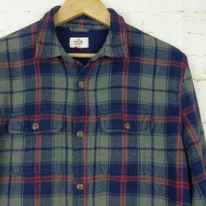 Marine Layer Shirt Mens XL Green Blue Plaid Flannel Lined Button Camping Shaket